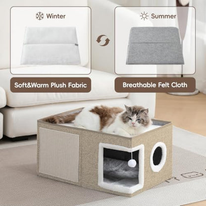 Extra-Wide Cat Houses for Indoor Cats, Large Cat Cave Bed - Image 3