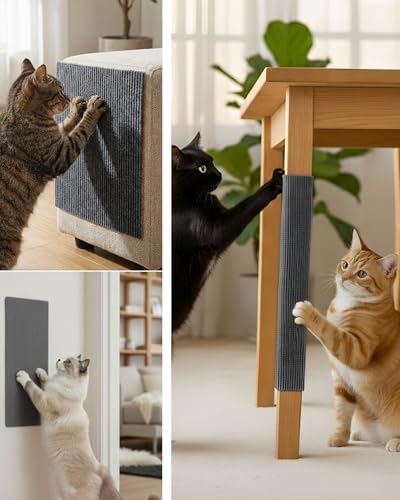 Corner & Wall Cat Scratch Mat, Self-Adhesive Trimmable Cat Scratcher, Wall - Image 4