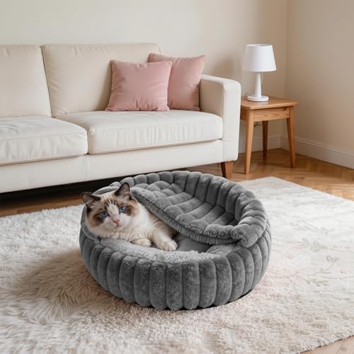 Cat Beds for Indoor Cats, 2 in 1 Cat Cave Bed Kitten Bed for Small Pets - Image 5