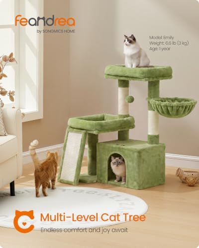 Feandrea Cat Tree, 33.8" Cat Tower, Scratching Posts and Ramp - Image 2