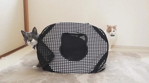 Necoichi Stress-Free Cat Travel Carrier Collapsible Gray White - Image 6