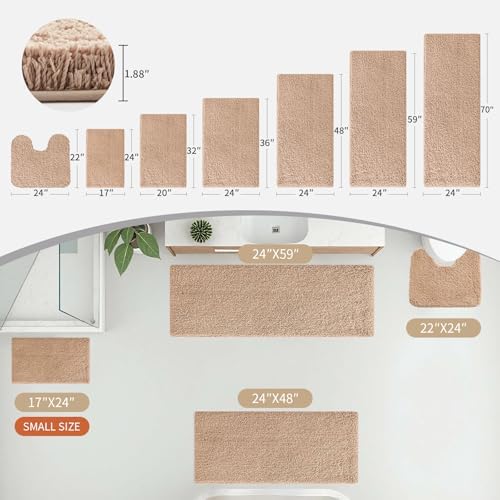 Disolla Beige Bathroom Runner Rug 24x59, Soft Plush Large Bath Mat - Image 2