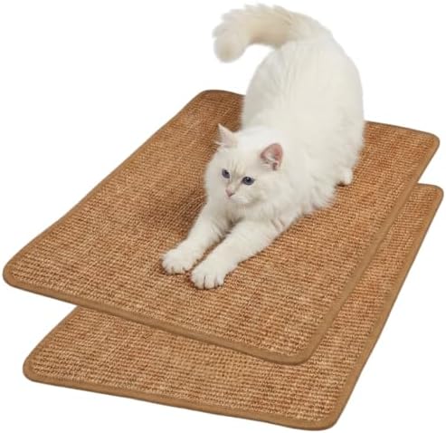 2Pack Cat Scratcher Mat, Natural Sisal, Jute Border, Sofa & Floor Protector by Unknown
