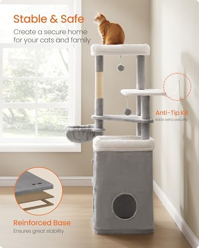Feandrea Cat Tree Indoor, Dove Gray - Image 7