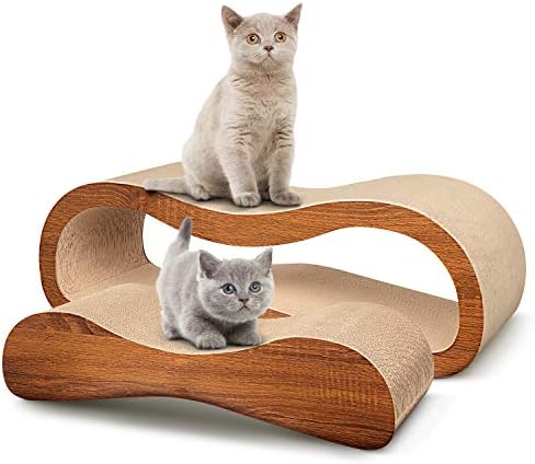 FluffyDream 2 in 1 Cat Scratcher Cardboard Lounge Bed, Cat Scratching Post by FluffyDream