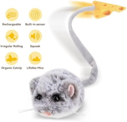 Migipaws Interactive MigiMouse Cat Toy 360° Rolling & Spin - Image 4