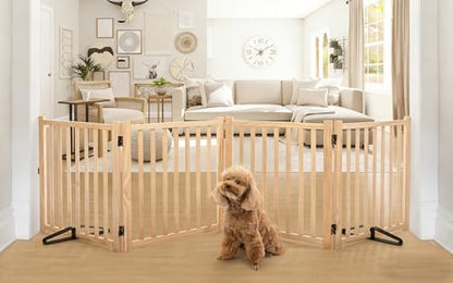 YOCAN Non-Painted Wooden Freestanding Dog Gates -4 Panel H:23” by YOUCANPET