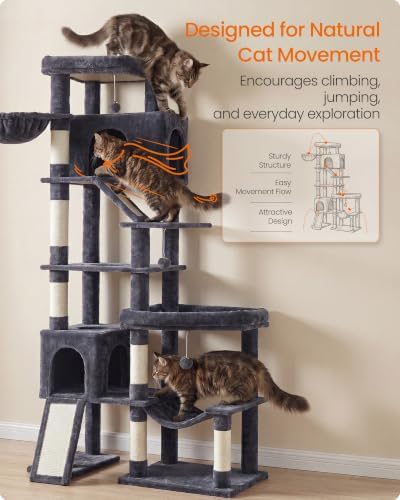 Feandrea Large Cat Tree, 79.5" Tall Sturdy Cat Tower - Image 5
