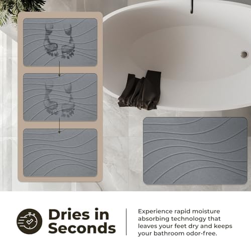 TOSORO - Stone Bath Mat Diatomaceous Earth Shower Mat Non-Slip Super Absorbent - Image 3