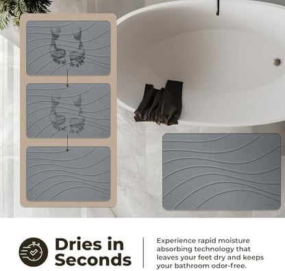 TOSORO - Stone Bath Mat Diatomaceous Earth Shower Mat Non-Slip Super Absorbent - Image 3