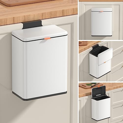 Mbillion 2.1 Gal White Hanging Stainless Steel Compost Bin by Mbillion