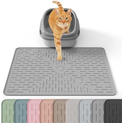OHMO Cat Litter Mat, 23.5x16 Silicone Trapping Mat Grey by OHMO