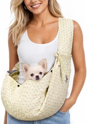 Quilted Small Dog Carrier Bag Floral Dog Sling Carrier by YFGBCX