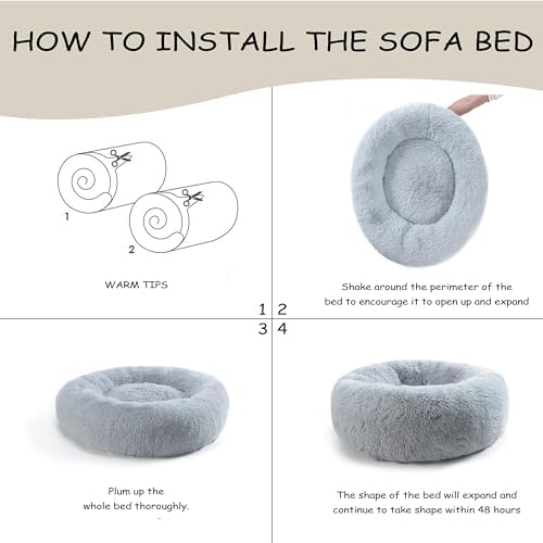 Bunlitent 30 inch Donut Dog Bed, Calming Dog Bed - Image 5