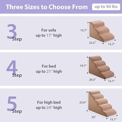 LEXTRO Dog Stairs for Bed, 4-Steps Dog Ramp for Bed, Pet Stair - Image 5