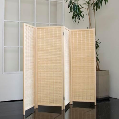 4 Panel Short Room Divider – 3.9 ft Tall Double-Side Folding Privacy Screen - Image 2