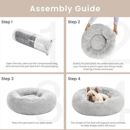 Love's cabin Calming Cat Bed for Indoor Cats, Anti-Anxiety Donut Round Dog Bed - Image 5