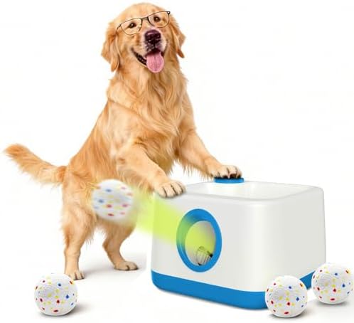 Automatic Dog Ball Launcher, Auto/Manual Paw-Activated Dog Ball Thrower by Rerbio