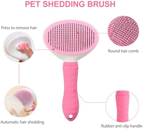 6PCS Pink Dog Washing Kit with Brush, Towel & Bag - Image 2