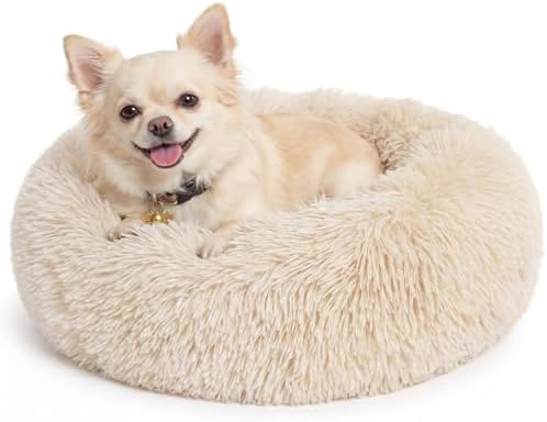 nononfish Puppy Bed for Small Dogs, Calming Donut Round Pet Bed by nononfish