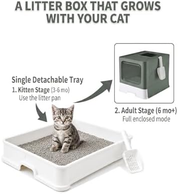 Cat Litter Box with X-Large Litter Mat and Scoop - Image 3