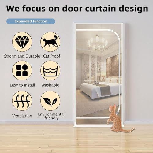 Upgraded Pet Screen Door, Fits Door Opening Size 40''x 95'', Thickened Cat - Image 4