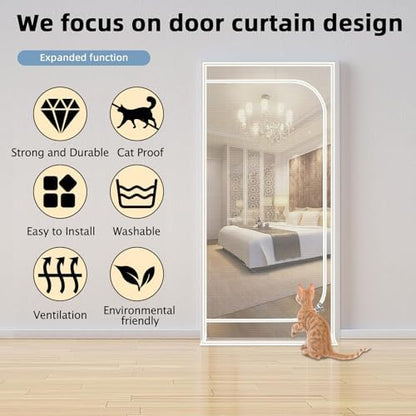 Upgraded Pet Screen Door, Fits Door Opening Size 40''x 95'', Thickened Cat - Image 4