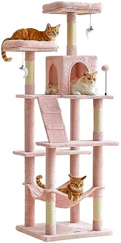 MWPO 70.1-Inch Pink Large Cat Tree, Plush Cat Condo by MWPO