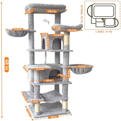 68 Inches Multi-Level Heavy Duty Large and Tall Cat Tree Tower - Image 6