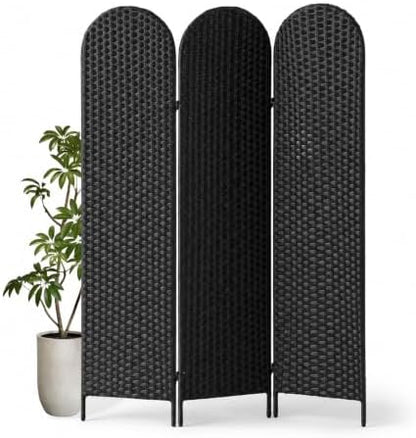 3 Panel PE Rattan Room Divider, Privacy Screen by Aletheiawu