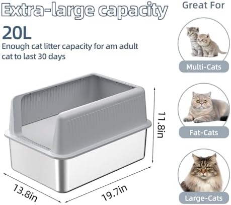 2PACK Stainless Steel Cat Litter Box - Image 2