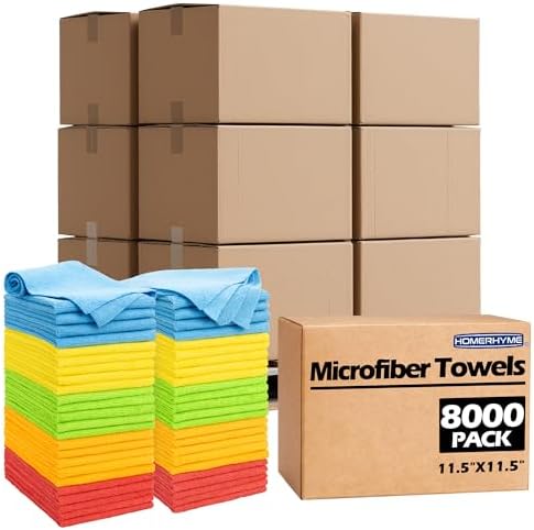 Microfiber Cleaning Cloth, 8000 Pack Cleaning Rags Microfiber Towel Bulk by HOMERHYME