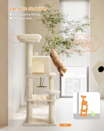 MUTTROS 45.7" Cat Tree with Hammock, Condo & 4 Sisal Posts - Image 4