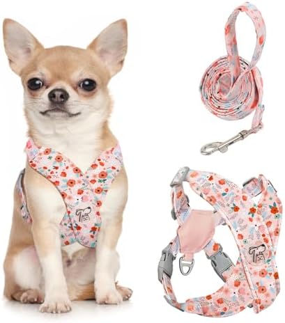 Pawaboo Small Dog Harness and Leash Set, Puppy Harness X-Frame Adjustable by Pawaboo