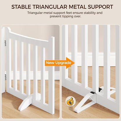 Yaheetech 24in 4-Panel Wooden Freestanding Pet Gate - Image 7