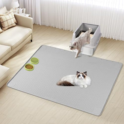 Silicone Cat Litter Mat for Litter Box 57”x40” Large Cat Mat, Light Grey - Image 7