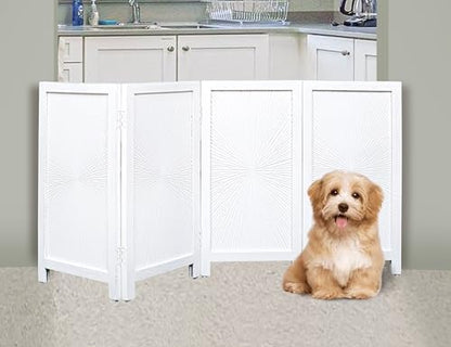 Wooden Dog Gate 56x28, 4 Panel Foldable Pet Gate, Indoor Safety Gate - Image 2