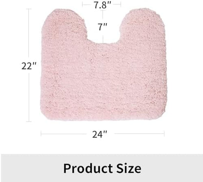 Disolla Toilet Rug 22x24 Pink, Soft Toilet Mat U-Shaped Washable - Image 2