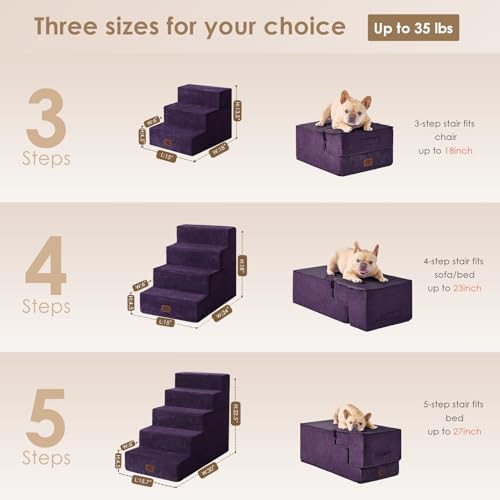 EHEYCIGA Dog Stairs for High Bed 22.5" H, 5-Step Dog Steps - Image 2