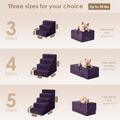 EHEYCIGA Dog Stairs for High Bed 22.5" H, 5-Step Dog Steps - Image 2