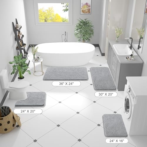 OLANLY Bathroom Runner Rugs 40x24, Extra Soft Absorbent Chenille Bath Rugs - Image 2