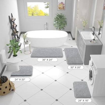 OLANLY Bathroom Runner Rugs 47x24, Extra Soft Absorbent Chenille Bath Rugs - Image 2