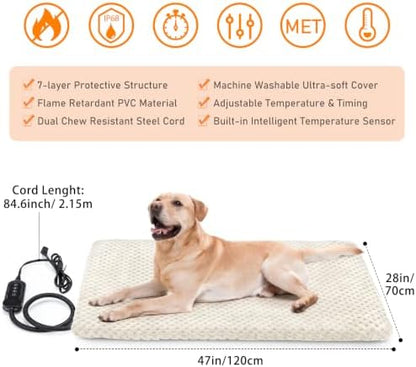 INVENHO Extra Large Pet Heating Pad, Adjustable Temperature Waterproof Dog Cat - Image 5