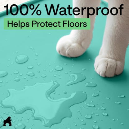 GORILLA GRIP Cat Litter Box Mat, Easy Clean Silicone Mats, 35x23 Turquoise - Image 5