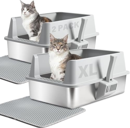 2PACK Stainless Steel Cat Litter Box by YOLLBERLifeStudio