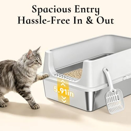 XL Open Top Stainless Steel Litter Box - Image 4
