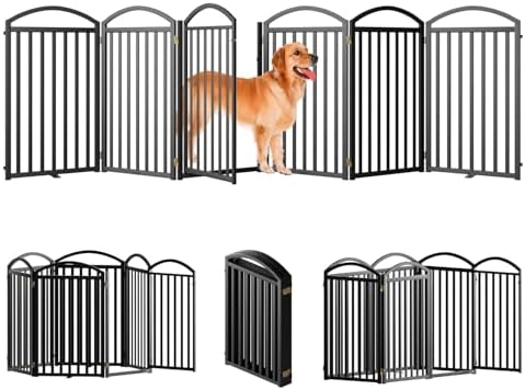 SNUOWU 6 Panels Full Matel Freestanding Dog Gates by SNUOWU