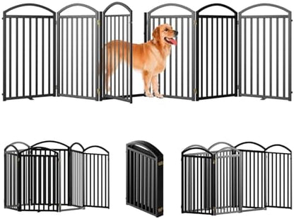 SNUOWU 6 Panels Full Matel Freestanding Dog Gates by SNUOWU