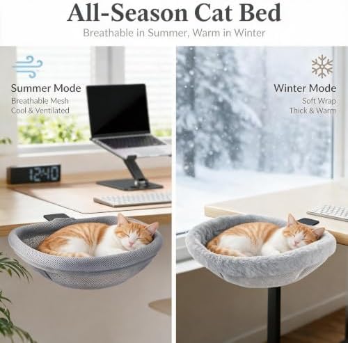Desk Cat Bed Hammock Foldable, Sunken Semi-Circular Cat Perch - Image 2