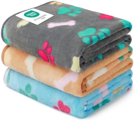 Luciphia 1 Pack 3 Blankets Fluffy Premium Fleece Pet Blanket Flannel Paw by luciphia